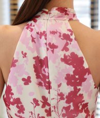 画像12: [ XS-Lサイズ / 1カラー][ERUKEI]ピンク・ホルターネック・花柄・スリット・ウエストクロス・シフォン・Aライン・ノースリーブ・ロングドレス[黒木麗奈着用][送料無料] (12)