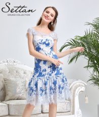 画像11: [ XS-Lサイズ /2カラー][ERUKEI/SETTAN]フレア・Aライン・レース・花柄・キュート・ブルー・ピンク・ミディアムドレス・ワンピース[送料無料] (11)