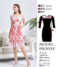 画像10: [ XS-Lサイズ /2カラー][ERUKEI/SETTAN]フレア・Aライン・レース・花柄・キュート・ブルー・ピンク・ミディアムドレス・ワンピース[送料無料] (10)