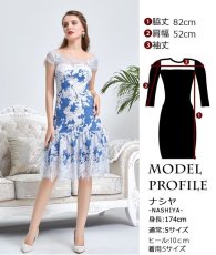 画像20: [ XS-Lサイズ /2カラー][ERUKEI/SETTAN]フレア・Aライン・レース・花柄・キュート・ブルー・ピンク・ミディアムドレス・ワンピース[送料無料] (20)