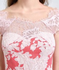 画像6: [ XS-Lサイズ /2カラー][ERUKEI/SETTAN]フレア・Aライン・レース・花柄・キュート・ブルー・ピンク・ミディアムドレス・ワンピース[送料無料] (6)