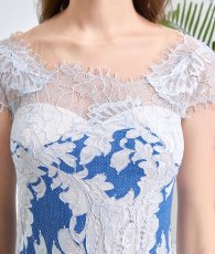 画像16: [ XS-Lサイズ /2カラー][ERUKEI/SETTAN]フレア・Aライン・レース・花柄・キュート・ブルー・ピンク・ミディアムドレス・ワンピース[送料無料] (16)