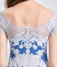 画像18: [ XS-Lサイズ /2カラー][ERUKEI/SETTAN]フレア・Aライン・レース・花柄・キュート・ブルー・ピンク・ミディアムドレス・ワンピース[送料無料] (18)