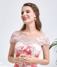 画像5: [ XS-Lサイズ /2カラー][ERUKEI/SETTAN]フレア・Aライン・レース・花柄・キュート・ブルー・ピンク・ミディアムドレス・ワンピース[送料無料] (5)