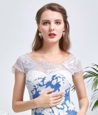 画像15: [ XS-Lサイズ /2カラー][ERUKEI/SETTAN]フレア・Aライン・レース・花柄・キュート・ブルー・ピンク・ミディアムドレス・ワンピース[送料無料] (15)