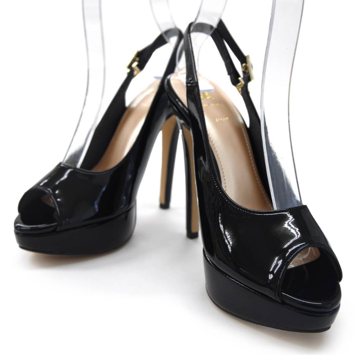 画像2: [靴]13cmヒール・ピープトゥ・ハイヒール・バックストラップ・パンプス・サンダル[送料無料] (2)