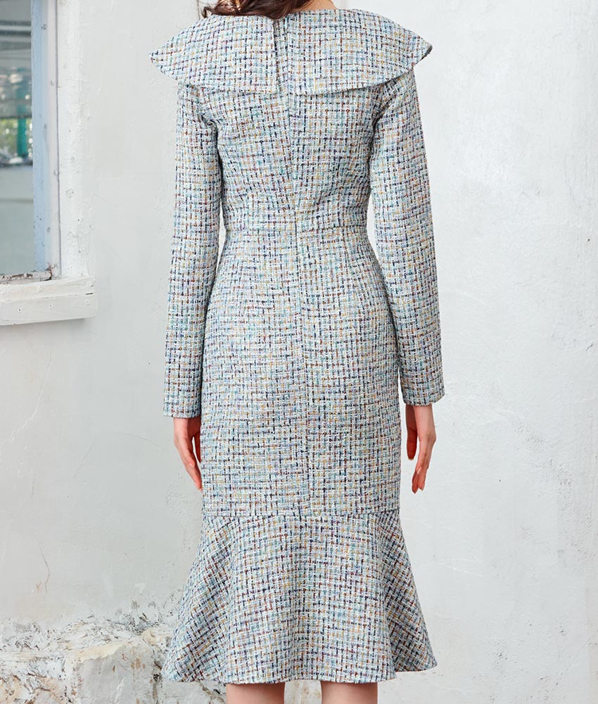 ライトブルーツイードマーメイドop 黒木麗奈 カラードレス