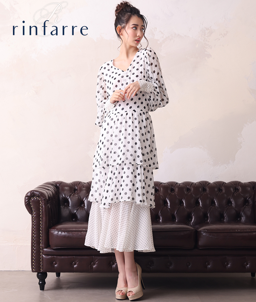 ドットティアードミディアムドレス 黒木麗奈 カラードレス