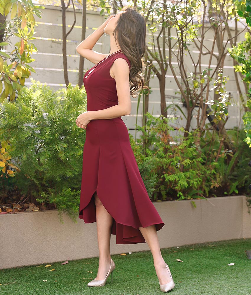 ワインレッドマーメイドミディアム 山崎みどり カラードレス