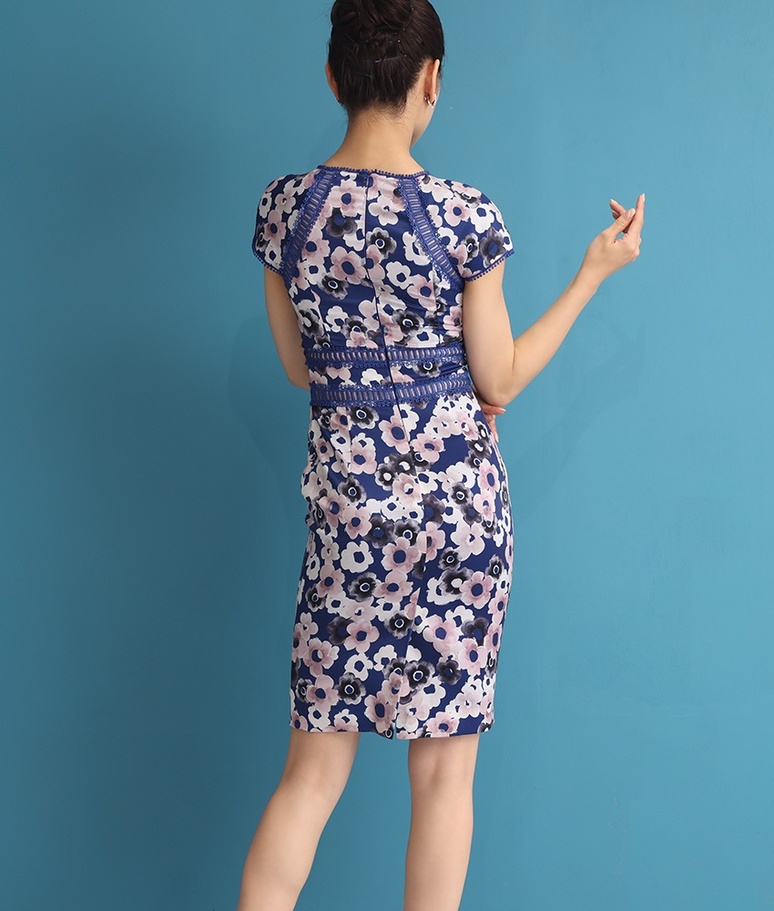 花柄ネイビーミニワンピース Mirin カラードレス