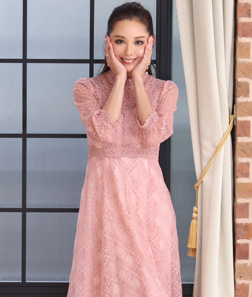 ピンクAラインミディアムドレス/山崎みどり - カラードレス