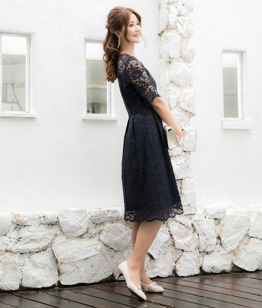 半袖aラインミニ膝丈ワンピース リンファーレプロム カラードレス